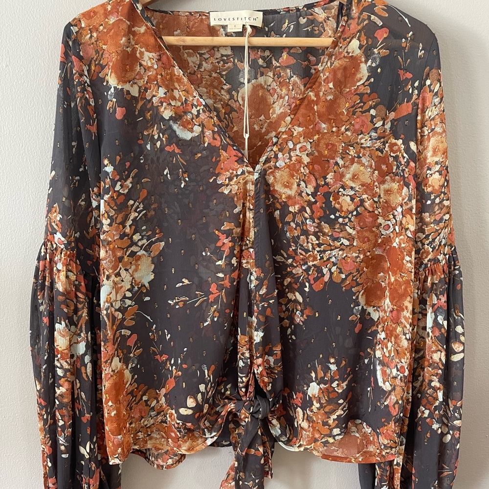 Love Stitch boho Sheer floral tie. Fits like size 12/large.